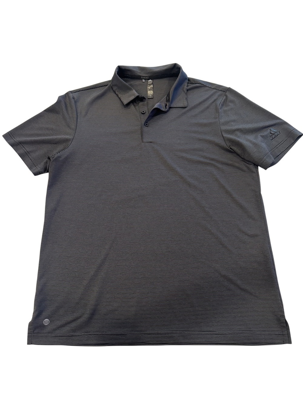 Adidas Black & Gray Micro-Striped Golf Polo